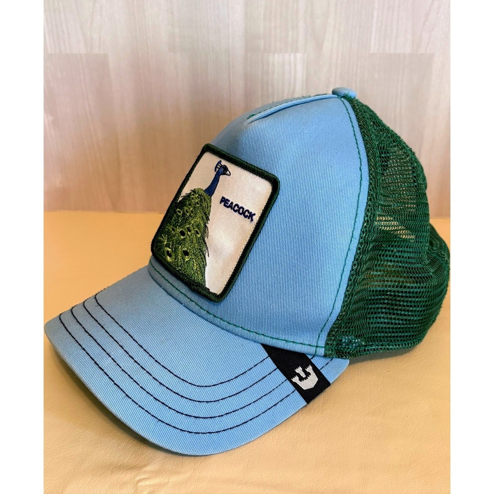 Goorin Bros Mens Trucker Hat Animal Farm Peacock One Size Blue Green Snapback - Picture 2 of 11